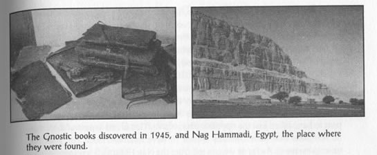 Photos of Gnostic books discovered in 1945, and the place where they were found,  Nag Hammadi, Egypt